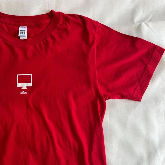 APPLE STORE T Shirt Unisex Women Red Macintosh iMac Employee Short Sleeve Tee S - Picture 14 of 15